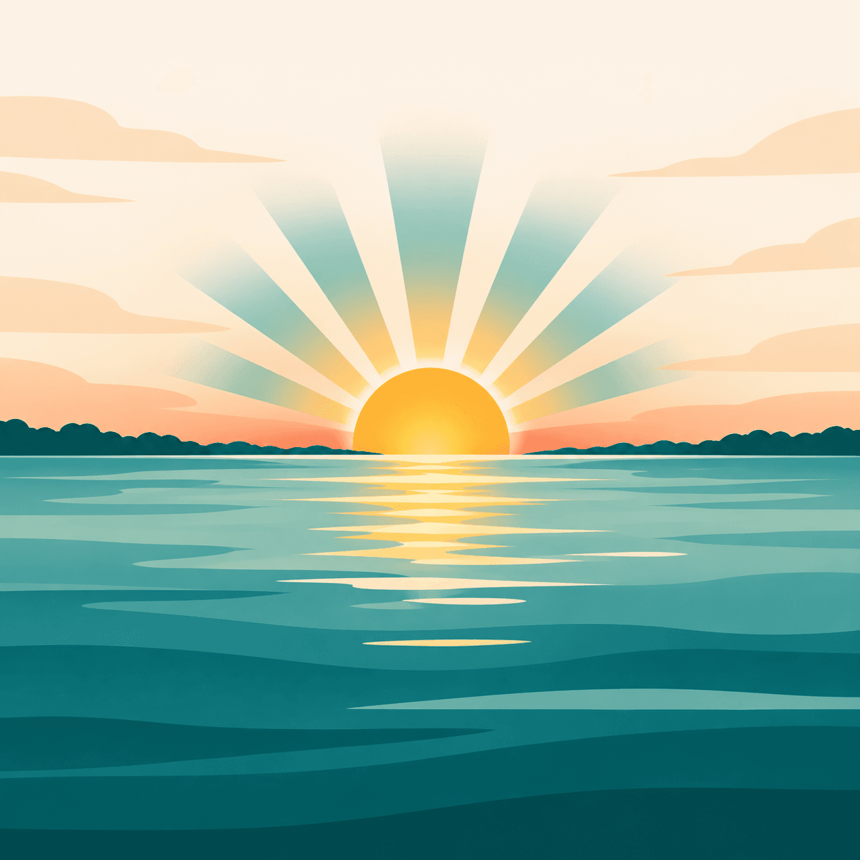 Brand illustration of a Tampa Bay sunrise over still water